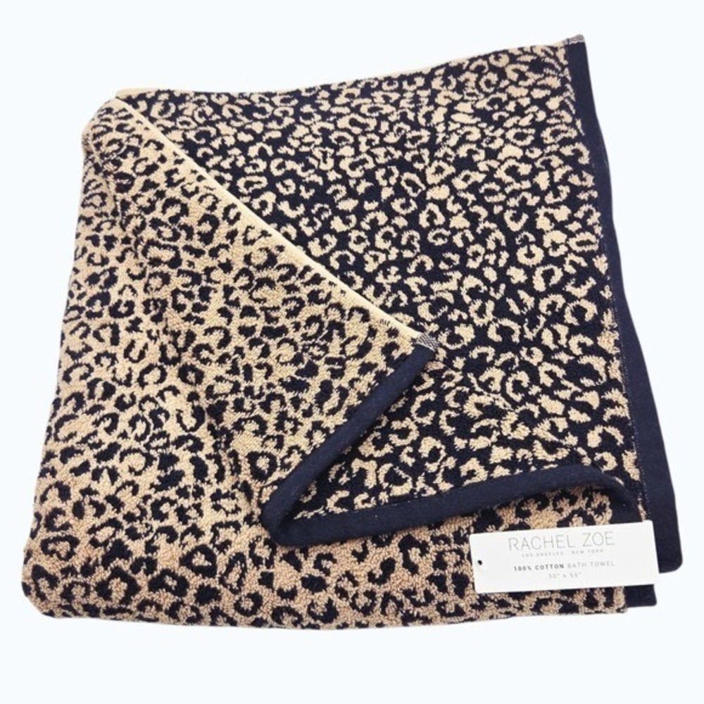 Rachel Zoe 8pc Leopard Cheetah Print Cotton Towel Set 2 Bath 2 Hand 4 Washcloths - Picture 11 of 12